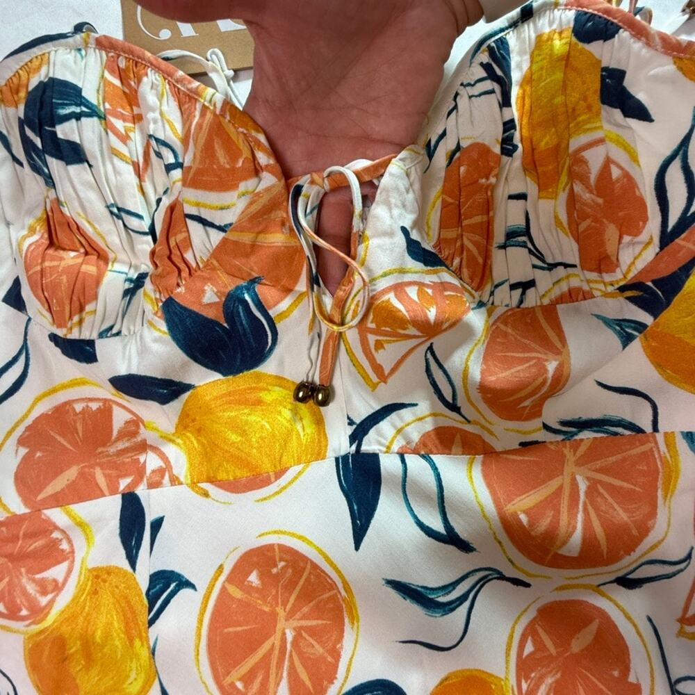 Seven Wonders Citrus Print Marilla Midi Dress Tie Strap Sundress Size XL NWT - Picture 5 of 14